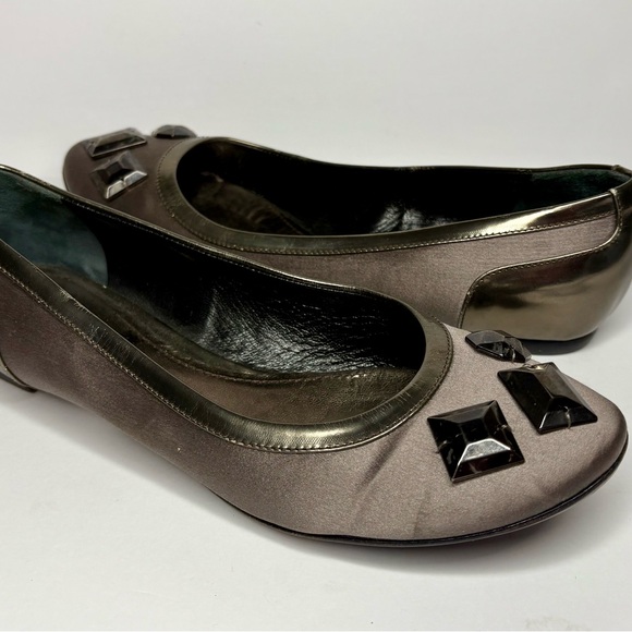BURBERRY Jeweled Satin Ballet Flats Embellished Silver Gray Women's 36 US 5.5 /6 - Picture 6 of 6